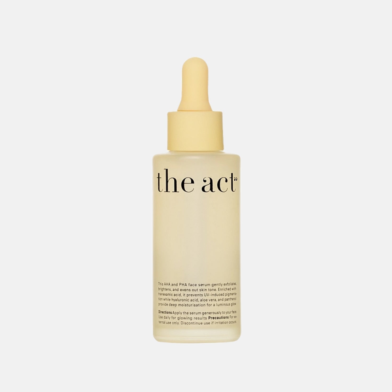 Skincare dropper bottle labeled 'the act' on a white background